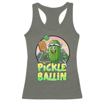 Funny Pickleball Lover Racerback Tank Top Pickle Ballin Quote - Wonder Print Shop
