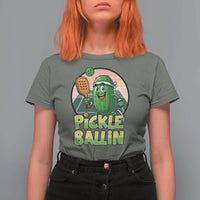 Funny Pickleball Lover T Shirt For Women Pickle Ballin Quote - Wonder Print Shop