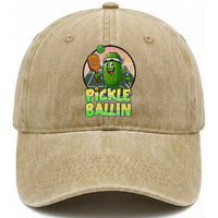 Funny Pickleball Lover Washed Cotton Baseball Cap Pickle Ballin Quote