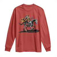 Spooky Skeleton Headless Cowboy Rider Gift Long Sleeve Shirt - Wonder Print Shop