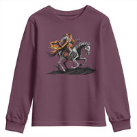 Spooky Skeleton Headless Cowboy Rider Gift Youth Sweatshirt - Wonder Print Shop