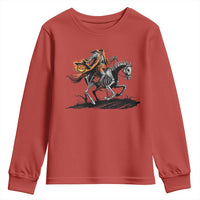 Spooky Skeleton Headless Cowboy Rider Gift Youth Sweatshirt - Wonder Print Shop