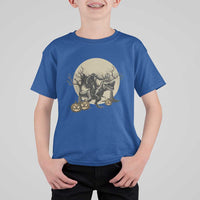 Funny Halloween Gift T Shirt For Kid Headless Horseman Riding A Dino - Wonder Print Shop