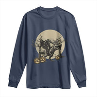 Funny Halloween Gift Long Sleeve Shirt Headless Horseman Riding A Dino - Wonder Print Shop