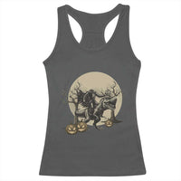 Funny Halloween Gift Racerback Tank Top Headless Horseman Riding A Dino - Wonder Print Shop
