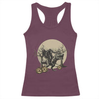 Funny Halloween Gift Racerback Tank Top Headless Horseman Riding A Dino - Wonder Print Shop