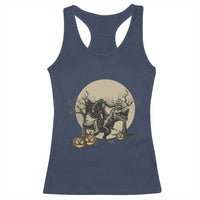Funny Halloween Gift Racerback Tank Top Headless Horseman Riding A Dino - Wonder Print Shop