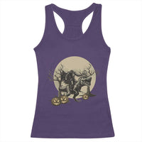 Funny Halloween Gift Racerback Tank Top Headless Horseman Riding A Dino - Wonder Print Shop