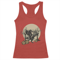 Funny Halloween Gift Racerback Tank Top Headless Horseman Riding A Dino - Wonder Print Shop