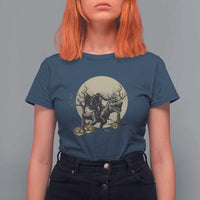 Funny Halloween Gift T Shirt For Women Headless Horseman Riding A Dino - Wonder Print Shop