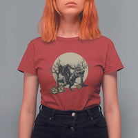 Funny Halloween Gift T Shirt For Women Headless Horseman Riding A Dino - Wonder Print Shop