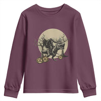Funny Halloween Gift Youth Sweatshirt Headless Horseman Riding A Dino - Wonder Print Shop