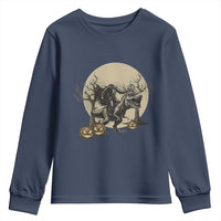 Funny Halloween Gift Youth Sweatshirt Headless Horseman Riding A Dino - Wonder Print Shop