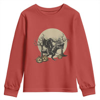 Funny Halloween Gift Youth Sweatshirt Headless Horseman Riding A Dino - Wonder Print Shop