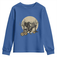 Funny Halloween Gift Youth Sweatshirt Headless Horseman Riding A Dino - Wonder Print Shop
