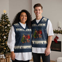 Headless Horseman Santa V-Neck Knit Sweater Vest Funny Xmas Mashup Gift - Wonder Print Shop
