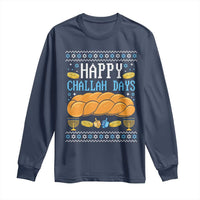 Happy Challah Days Long Sleeve Shirt Ugly Hanukkah Food Lover Gift - Wonder Print Shop
