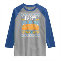 Happy Challah Days Raglan Shirt Ugly Hanukkah Food Lover Gift - Wonder Print Shop