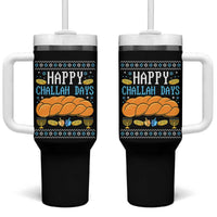 Happy Challah Days Tumbler With Handle Ugly Hanukkah Food Lover Gift - Wonder Print Shop