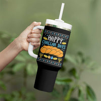 Happy Challah Days Tumbler With Handle Ugly Hanukkah Food Lover Gift - Wonder Print Shop