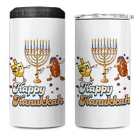 Funny Hanukkah 4 in 1 Can Cooler Tumbler Dab Dreidel Menorah Challah Gift - Wonder Print Shop