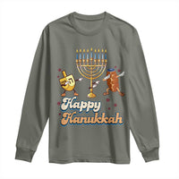 Funny Hanukkah Long Sleeve Shirt Dab Dreidel Menorah Challah Gift - Wonder Print Shop