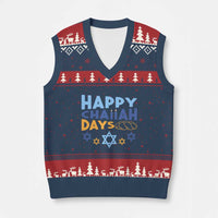 Happy Challah Days V-Neck Knit Sweater Vest Hanukkah Holiday Gift - Wonder Print Shop