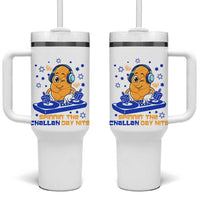 Hanukkah DJ Challah And Dreidel Tumbler With Handle Funny Jewish Gift - Wonder Print Shop