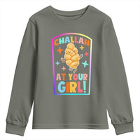 Funny Hanukkah Challah At Ya Girl Youth Sweatshirt Jewish Chanukah Bread Gift - Wonder Print Shop