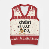 Festival Of Lights Gift V-Neck Knit Sweater Vest Hanukkah Challah At Ya Boy - Wonder Print Shop