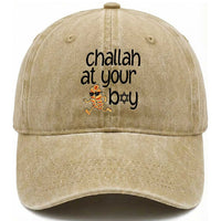Festival Of Lights Gift Washed Cotton Baseball Cap Hanukkah Challah At Ya Boy