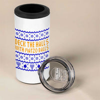 Funny Ugly Hanukkah 4 in 1 Can Cooler Tumbler Deck The Halls With Matzo Balls Jewish Gift - Wonder Print Shop