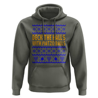 Funny Ugly Hanukkah Hoodie Deck The Halls With Matzo Balls Jewish Gift - Wonder Print Shop