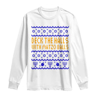 Funny Ugly Hanukkah Long Sleeve Shirt Deck The Halls With Matzo Balls Jewish Gift - Wonder Print Shop