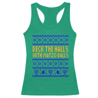 Funny Ugly Hanukkah Racerback Tank Top Deck The Halls With Matzo Balls Jewish Gift - Wonder Print Shop