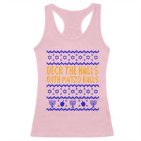 Funny Ugly Hanukkah Racerback Tank Top Deck The Halls With Matzo Balls Jewish Gift - Wonder Print Shop