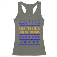 Funny Ugly Hanukkah Racerback Tank Top Deck The Halls With Matzo Balls Jewish Gift - Wonder Print Shop