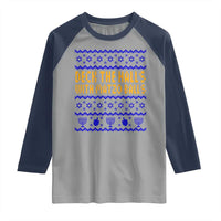 Funny Ugly Hanukkah Raglan Shirt Deck The Halls With Matzo Balls Jewish Gift - Wonder Print Shop