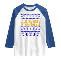 Funny Ugly Hanukkah Raglan Shirt Deck The Halls With Matzo Balls Jewish Gift - Wonder Print Shop