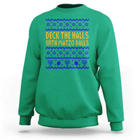 Funny Ugly Hanukkah Sweatshirt Deck The Halls With Matzo Balls Jewish Gift - Wonder Print Shop