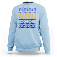 Funny Ugly Hanukkah Sweatshirt Deck The Halls With Matzo Balls Jewish Gift - Wonder Print Shop