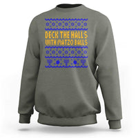 Funny Ugly Hanukkah Sweatshirt Deck The Halls With Matzo Balls Jewish Gift - Wonder Print Shop