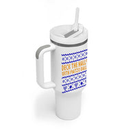Funny Ugly Hanukkah Tumbler With Handle Deck The Halls With Matzo Balls Jewish Gift - Wonder Print Shop