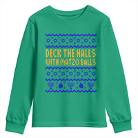 Funny Ugly Hanukkah Youth Sweatshirt Deck The Halls With Matzo Balls Jewish Gift - Wonder Print Shop