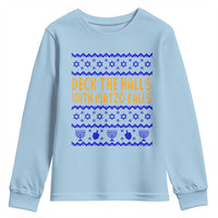 Funny Ugly Hanukkah Youth Sweatshirt Deck The Halls With Matzo Balls Jewish Gift - Wonder Print Shop