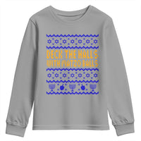 Funny Ugly Hanukkah Youth Sweatshirt Deck The Halls With Matzo Balls Jewish Gift - Wonder Print Shop