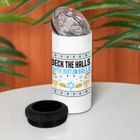 Deck The Halls With Matzo Balls 4 in 1 Can Cooler Tumbler Funny Ugly Jewish Holiday Gift - Wonder Print Shop
