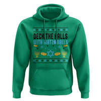 Deck The Halls With Matzo Balls Hoodie Funny Ugly Jewish Holiday Gift - Wonder Print Shop