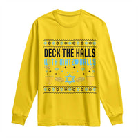 Deck The Halls With Matzo Balls Long Sleeve Shirt Funny Ugly Jewish Holiday Gift - Wonder Print Shop