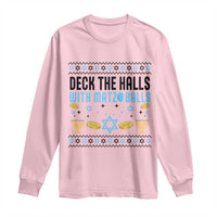 Deck The Halls With Matzo Balls Long Sleeve Shirt Funny Ugly Jewish Holiday Gift - Wonder Print Shop